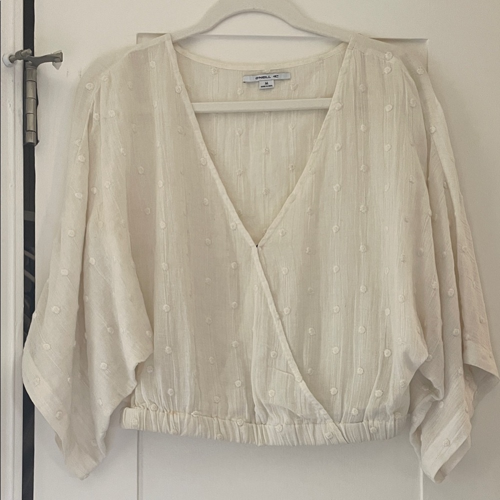 O'Neill Cream Textured Wrap Blouse